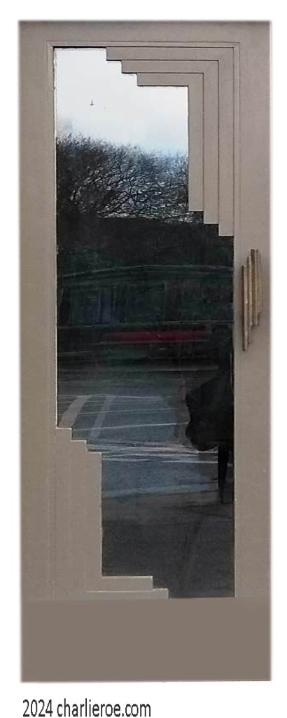 new Art Deco painted door with glazed panel & stepped corner mouldings