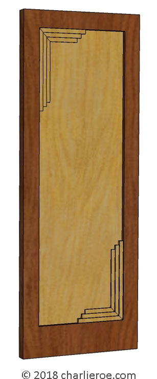 new Art Deco oak wood door with stepped corner mouldings