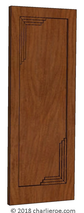 new Art Deco dark wood door with stepped corner mouldings