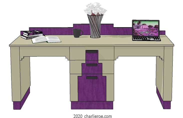 New Art Deco Skyscraper style lacquered painted home office desk