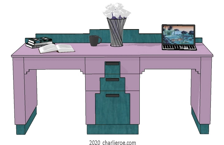 New Art Deco Skyscraper style lacquered painted home office desk