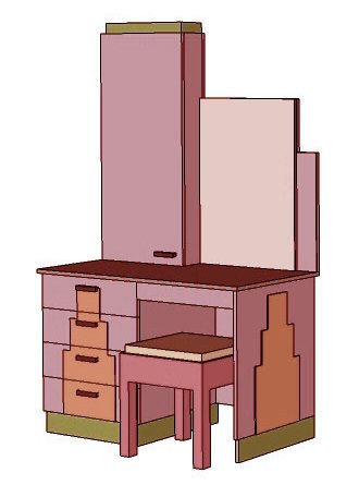 New Art Deco Skyscraper style lacquered painted home office desk with top cupboard & mirror