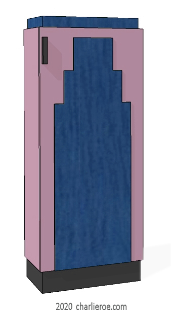 New Art Deco Skyscraper style lacquered painted home office cupboard