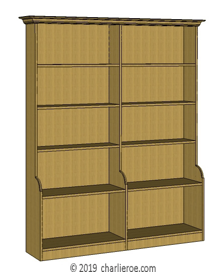 new C F A Voysey Arts & Crafts Movement Oak double bay bookcase