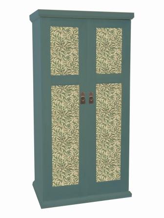 William Morris Arts & Crafts Movement & Gothic Revival 'Artisan' style blue painted 2 door bedroom wardrobe