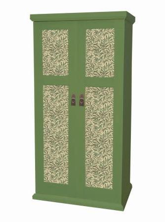 William Morris Arts & Crafts Movement & Gothic Revival 'Artisan' style green painted 2 door bedroom wardrobe