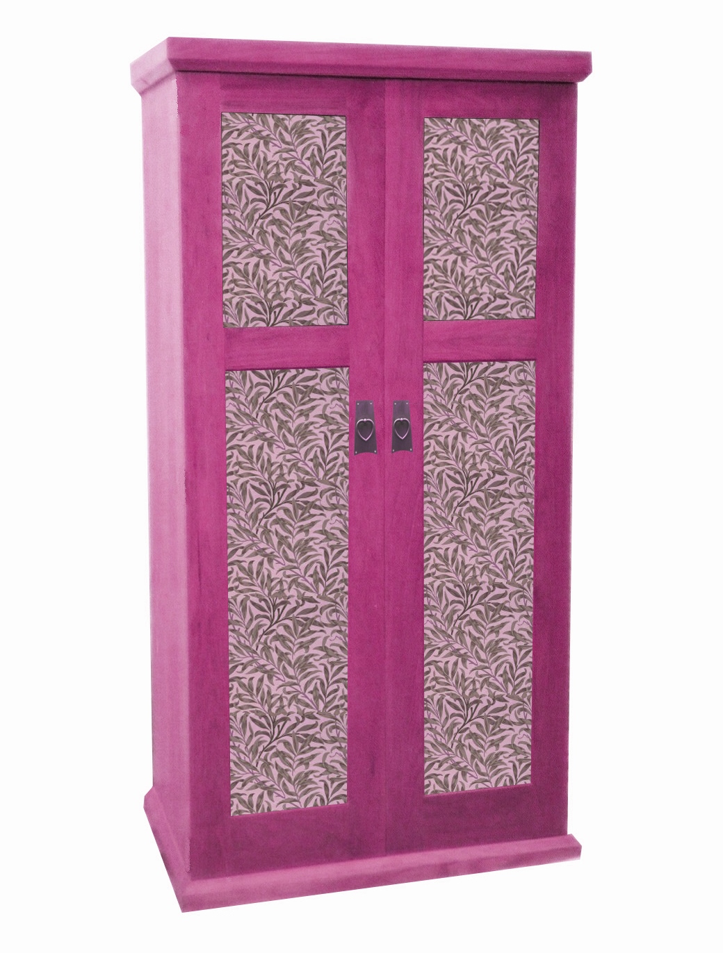 William Morris Arts & Crafts Movement & Gothic Revival 'Artisan' style blue painted 2 door bedroom wardrobe