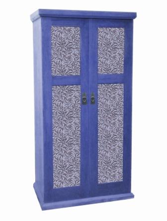 William Morris Arts & Crafts Movement & Gothic Revival 'Artisan' style blue painted 2 door bedroom wardrobe