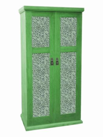 William Morris Arts & Crafts Movement & Gothic Revival 'Artisan' style blue painted 2 door bedroom wardrobe