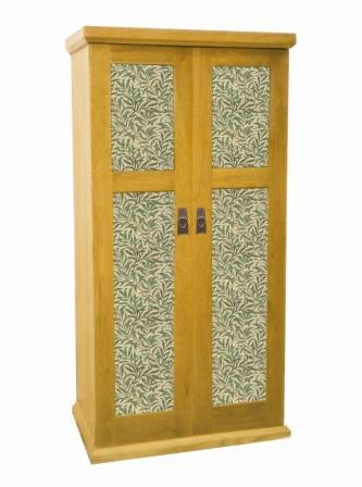 William Morris Arts & Crafts Movement Gothic Revival style 2 door Oak bedroom wardrobe furniture with decorative Morris style panels