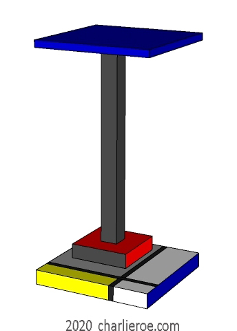 New Gerrit Rietveld Piet Mondrian De Stijl painted side lamp sofa table