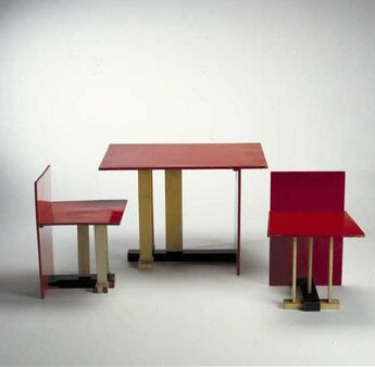 De Stijl painted tables from 1927 furniture