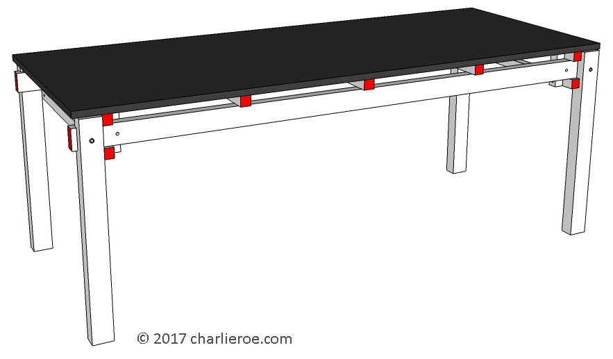 New Gerrit Rietveld De Stijl painted Military dining table