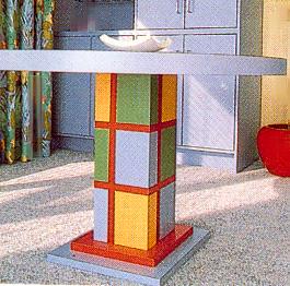 Piet Mondrian De Stijl style painted coffee lamp side table