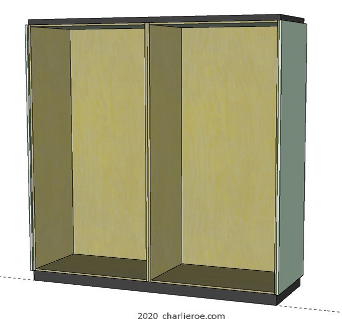 New double wardrobe with empty interior ready for fitting out