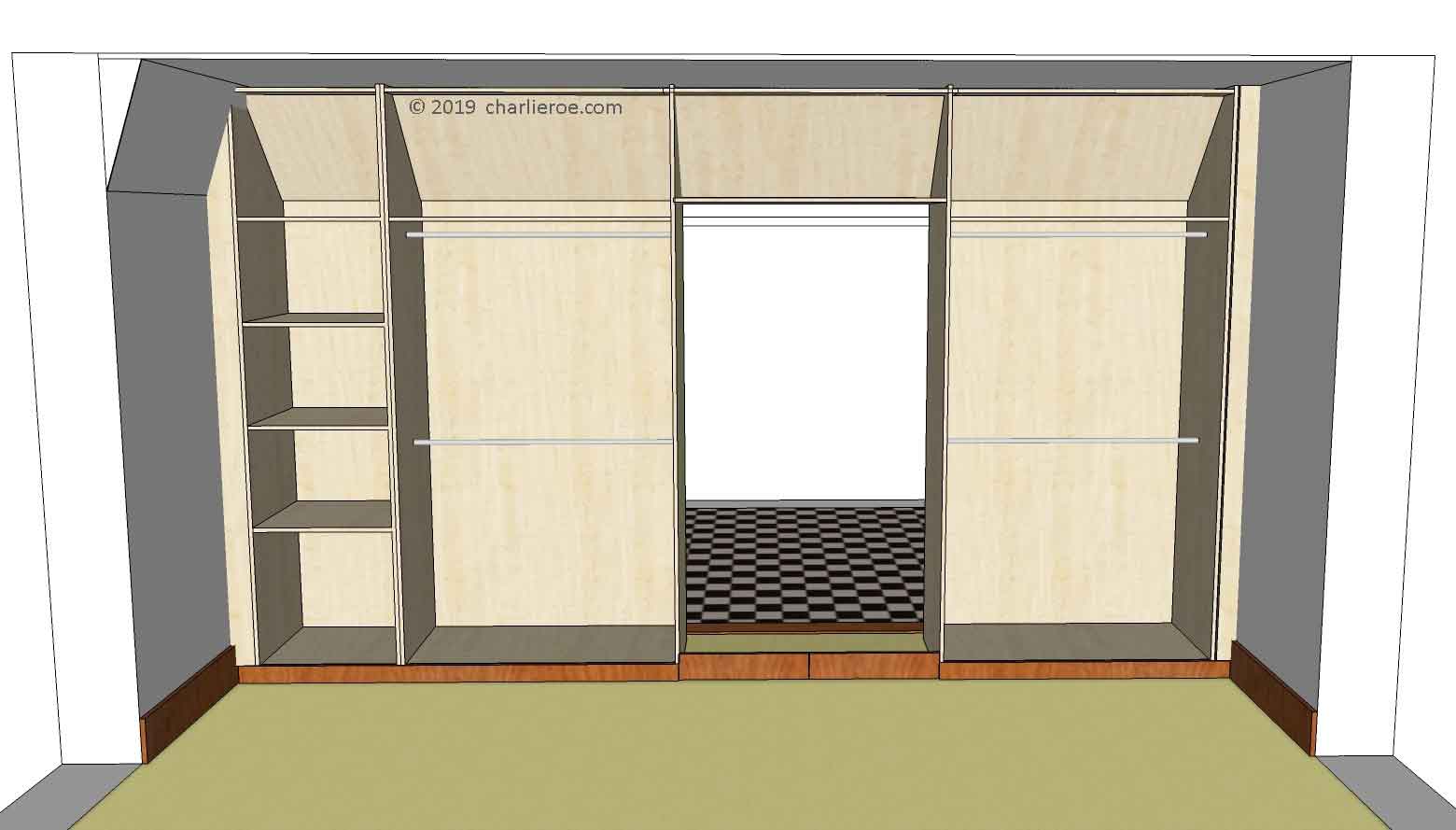 new Egyptian style stepped breakfront 6 door bedroom wardrobes interior fit-out