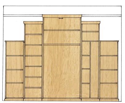 new Egyptian style stepped breakfront 6 door bedroom wardrobes interior fit out