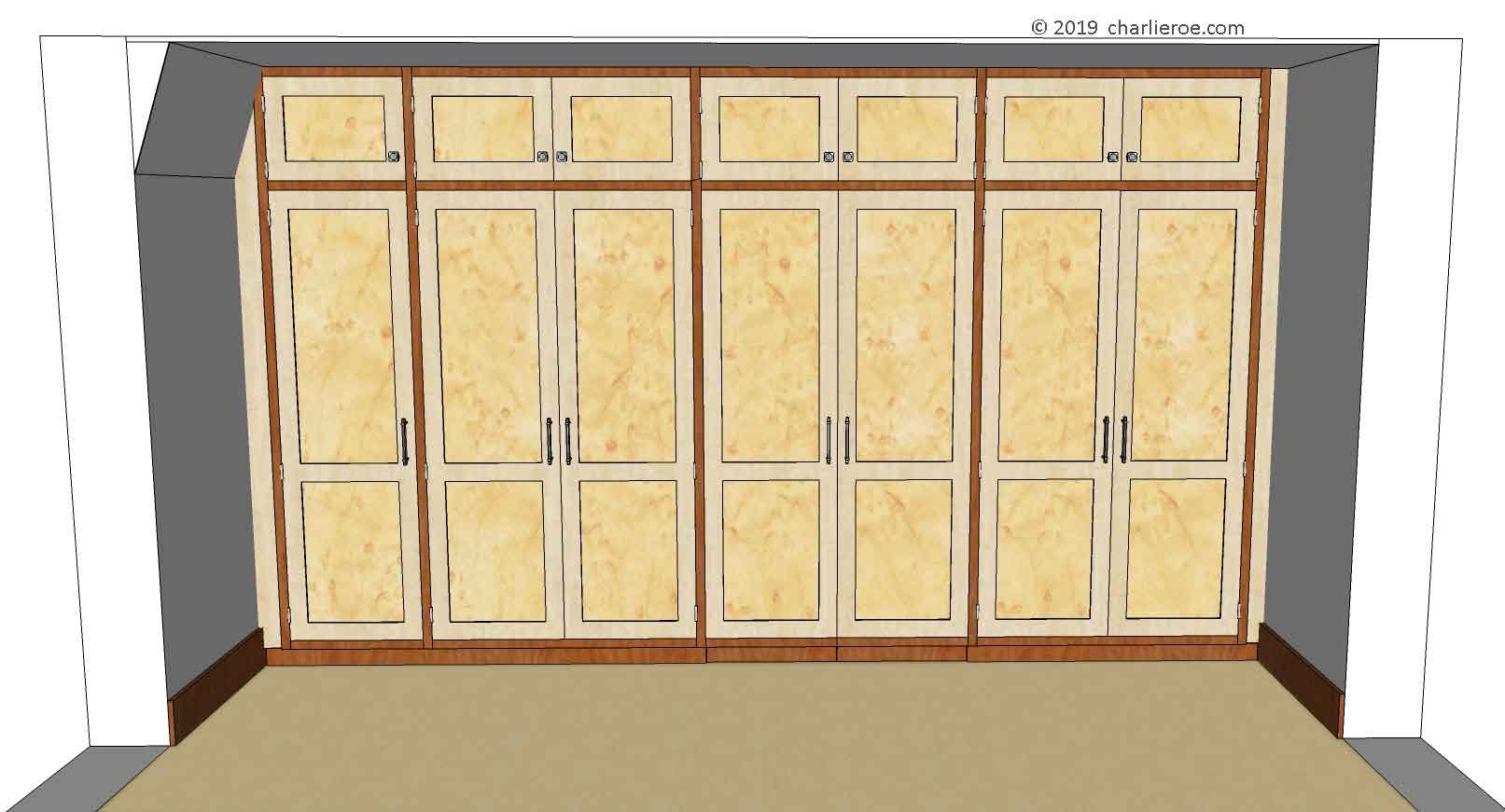new Egyptian style stepped breakfront 6 door bedroom wardrobes interior fit-out