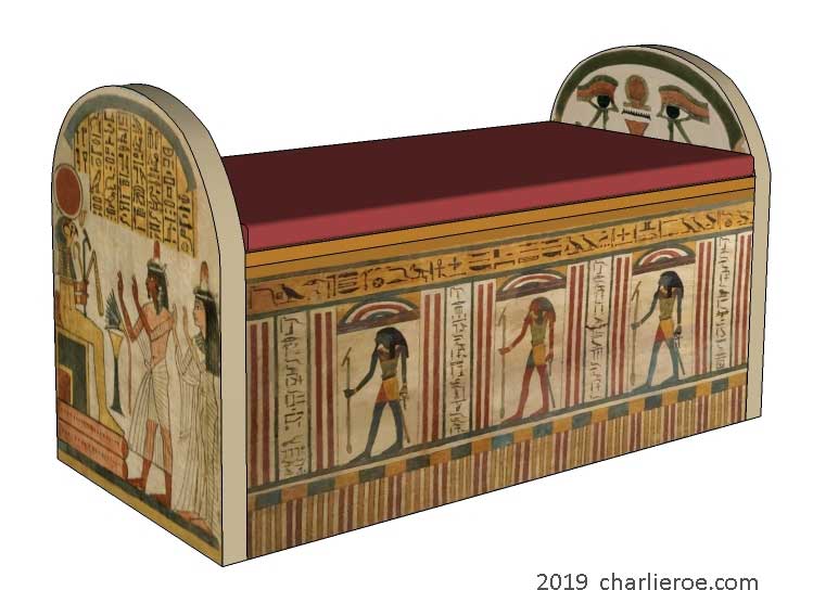 new ancient Egyptian Revival style coffee table with Stele ends and decorative egyptian painting