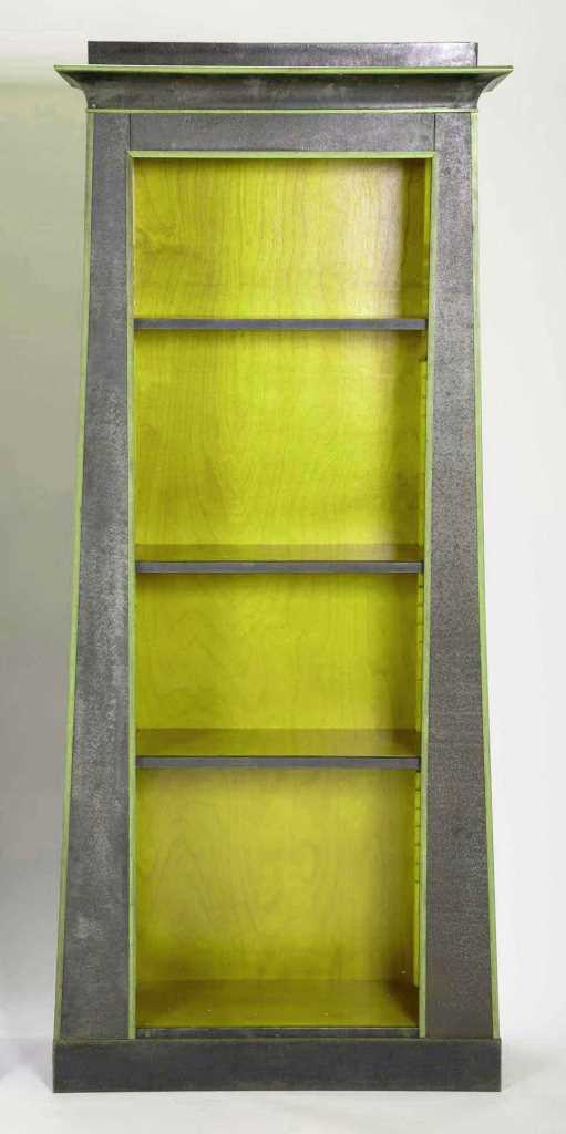 new ancient Egyptian Revival style Pylon shaped painted display cabinet bookcase