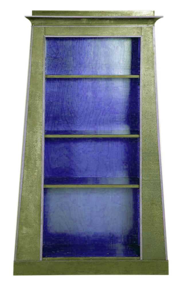 new ancient Egyptian Revival style Pylon shaped painted display cabinet bookcase