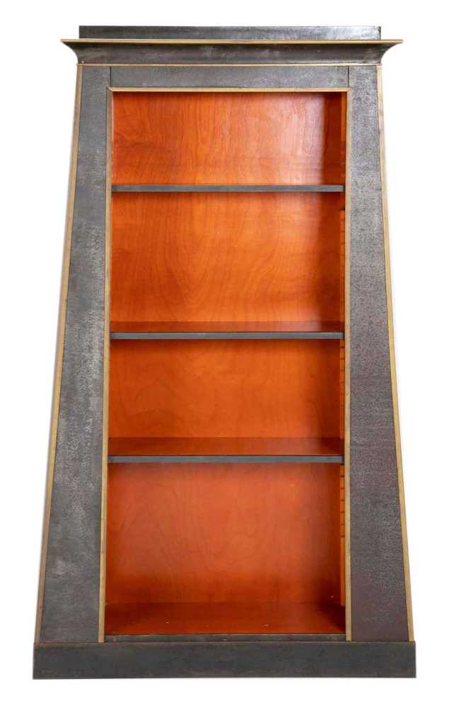 new ancient Egyptian Revival style Pylon shaped painted display cabinet bookcase