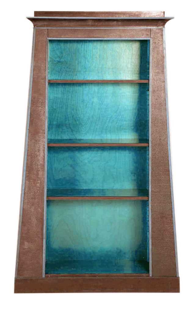 new ancient Egyptian Revival style Pylon shaped painted display cabinet bookcase