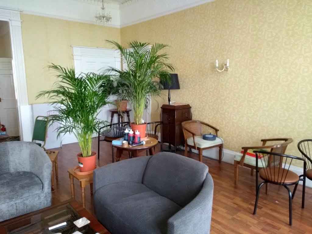 1st floor living room in a prestigous Georgian hotel, site of the new bookcases & sideboard