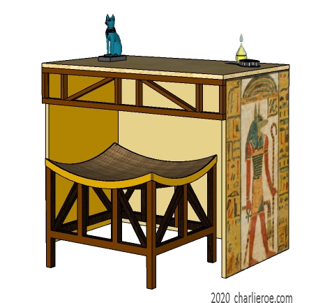 new ancient Egyptian Revival style painted desk table with straight sides & decorative Egyptian designs