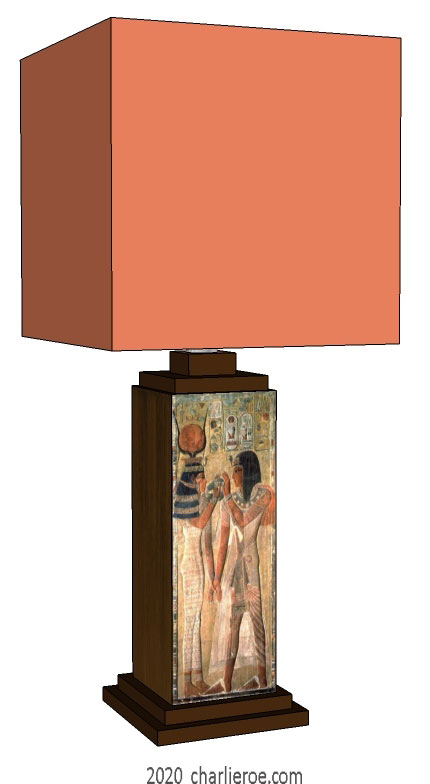 new ancient Egyptian Revival style painted table lamp with decorative Egyptian design