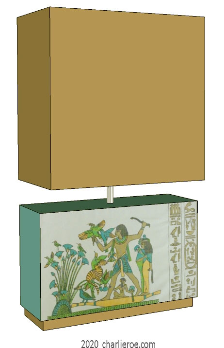 new ancient Egyptian Revival style painted table lamp with decorative Egyptian design
