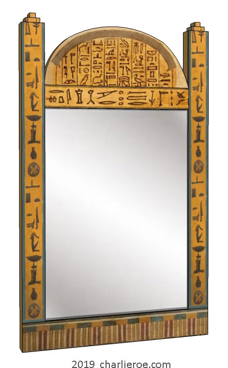 new ancient Egyptian Revival style painted gilded mirror frames with decorative Egyptian designs