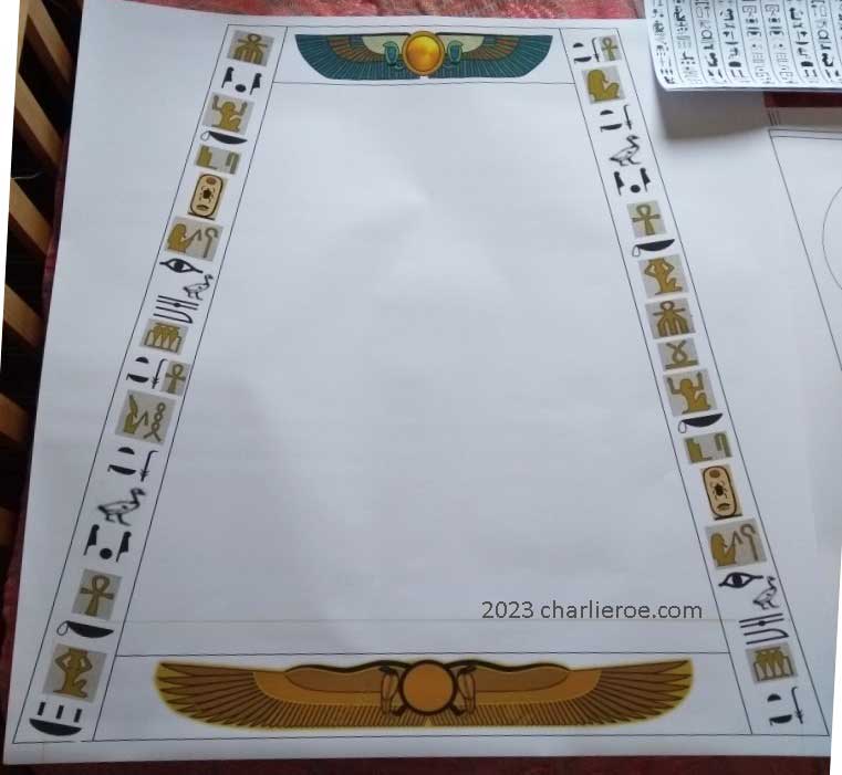 new ancient Egyptian Revival style Pylon shaped painted wall mirror design drawing