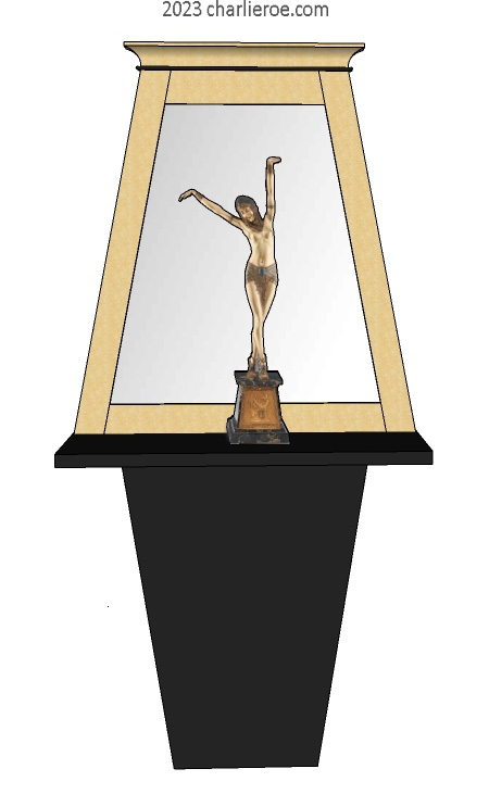 new ancient Egyptian Revival style Pylon shaped black painted console table with wall mirror frame with decorative Egyptian designs