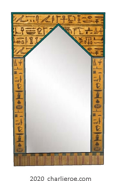 new ancient Egyptian Revival style painted gilded mirror frames with Pyramid top shape & decorative Egyptian designs