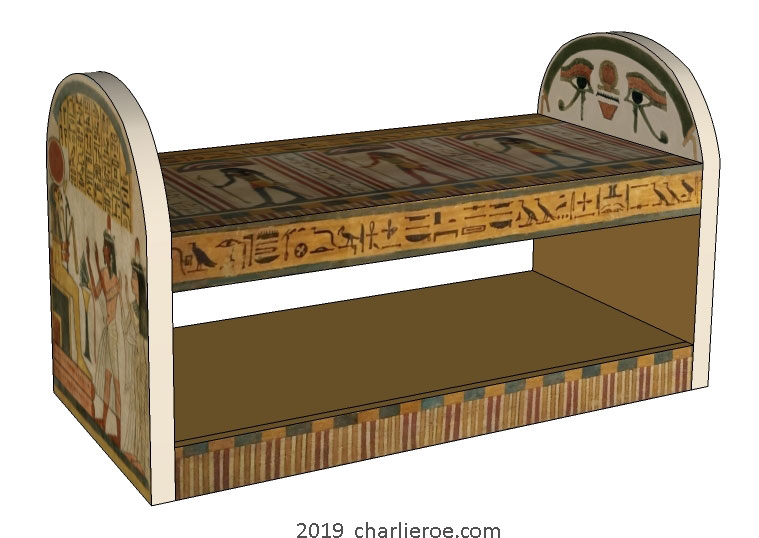 new ancient Egyptian Revival style coffee table with Stele ends and decorative egyptian painting