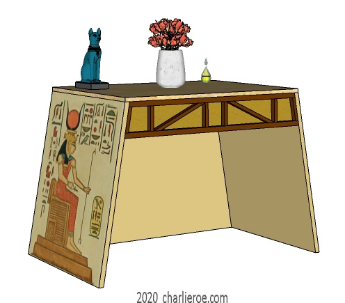 new ancient Egyptian Revival style console table desk with decorative egyptian painting