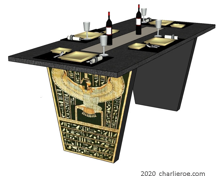 new ancient Egyptian Revival style dining table with sloping painted