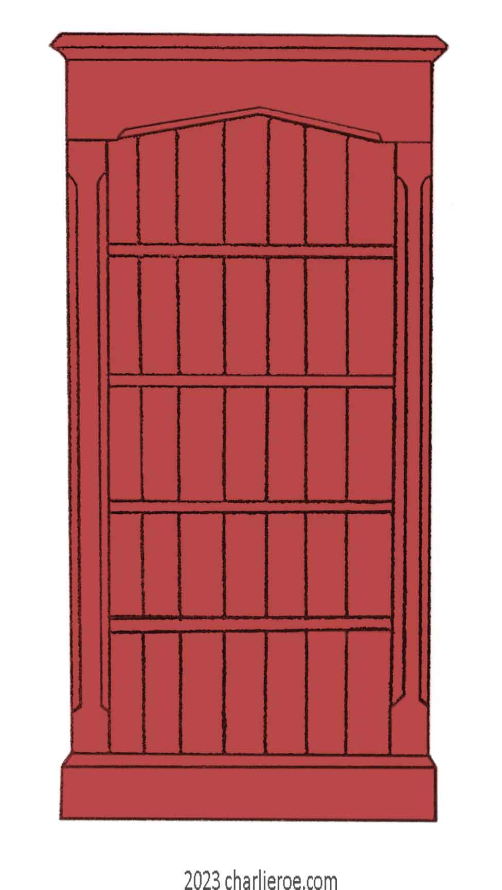 new Reformed Gothic Revival style wood & painted single 1 bay bookcase