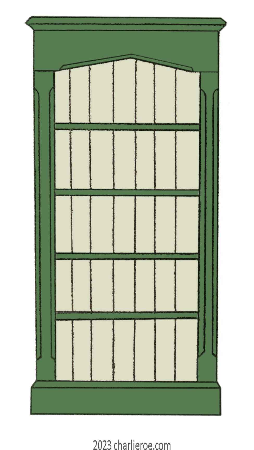 new Reformed Gothic Revival style wood & painted single 1 bay bookcase