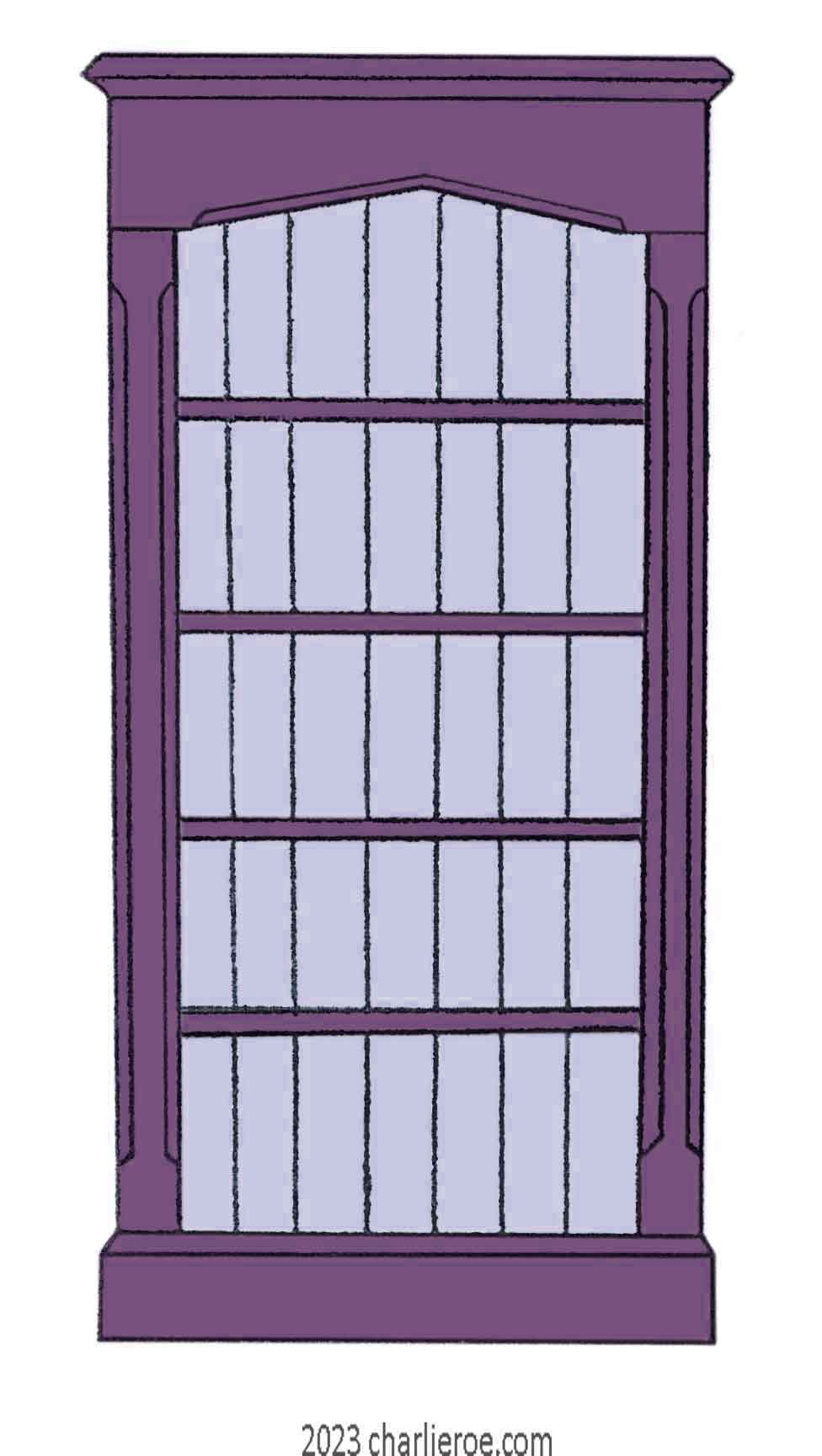 new Reformed Gothic Revival style wood & painted single 1 bay bookcase