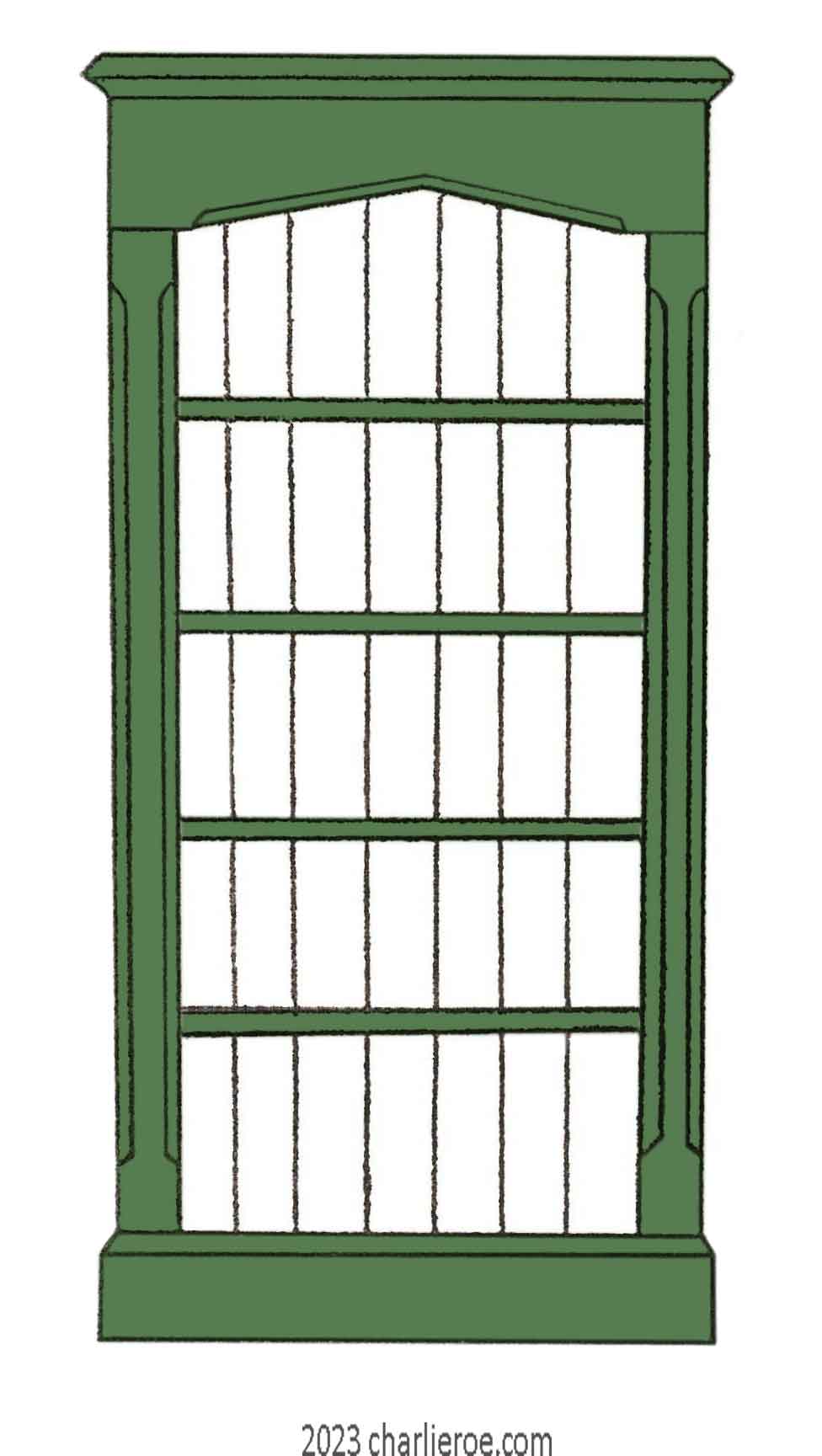 new Reformed Gothic Revival style wood & painted single 1 bay bookcase