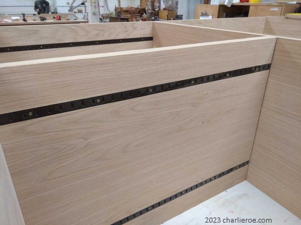 new Gothic Revival Gothique Gotik dark wood bookcases & entertainment media centre TV unit recessed flush bookcase strips